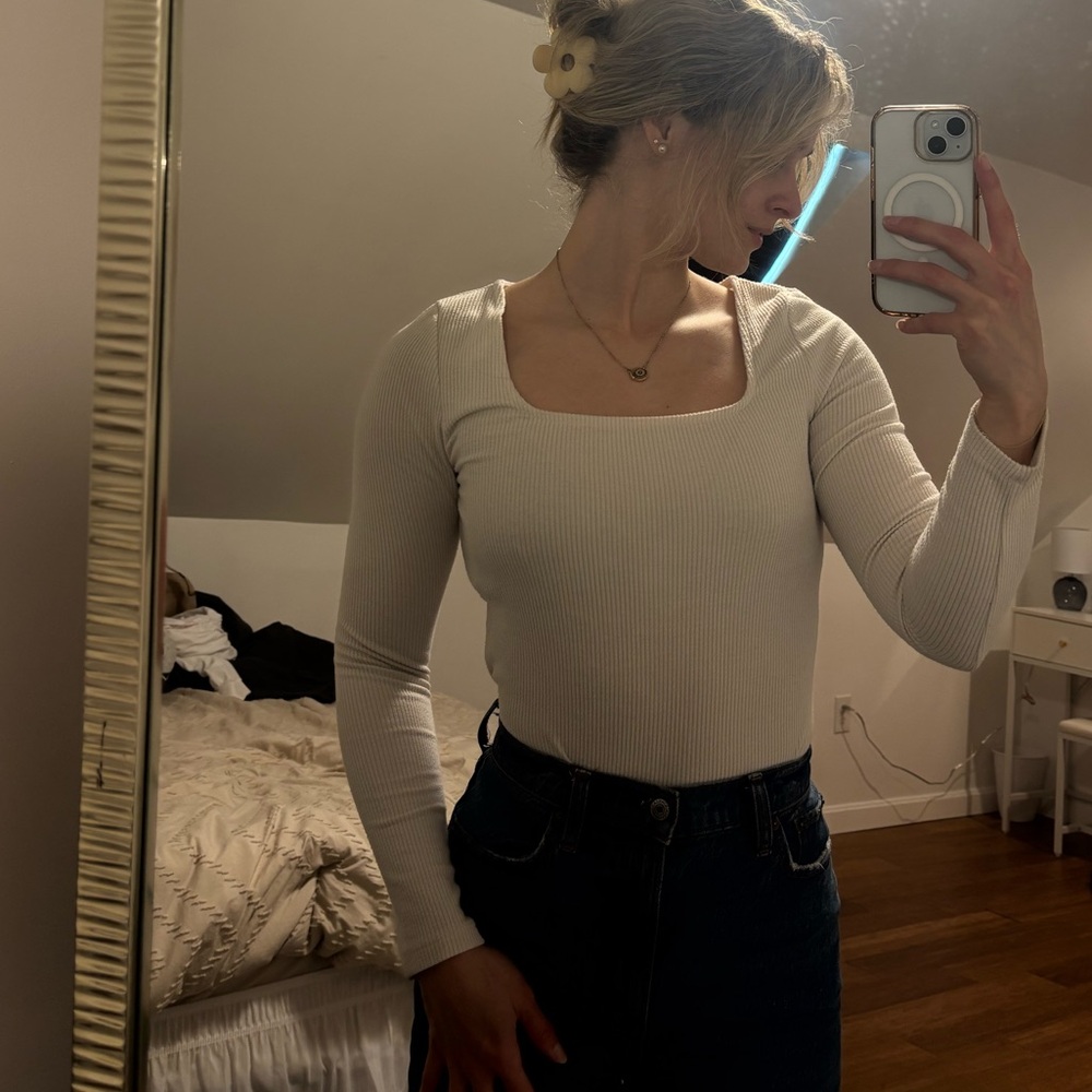 A New Day Cream Ribbed Top